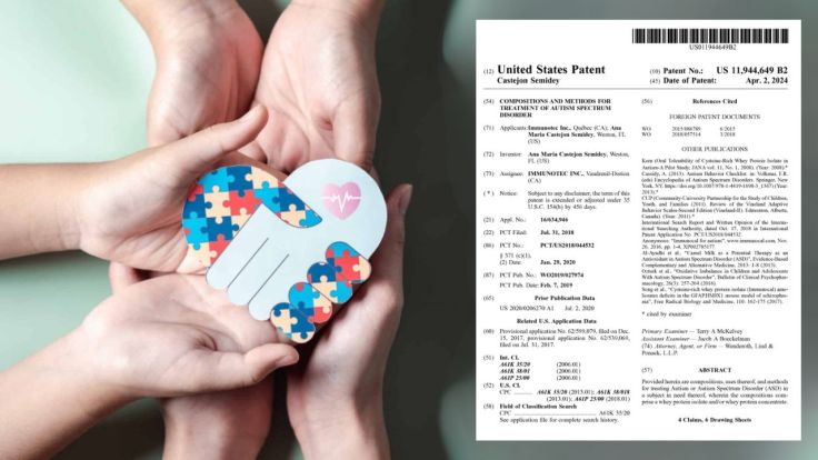 APROBADA LA PATENTE QUE RELACIONA EL USO DE IMMUNOCAL EN EL TRATAMIENTO Y MEDICIÓN DE MEJORAS EN LOS RASGOS DE COMPORTAMIENTO DE PERSONAS CON AUTISMO O&nbsp;TEA