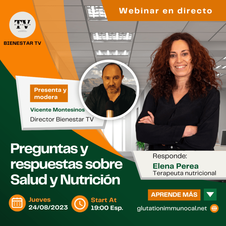 ¡PREGUNTAS Y RESPUESTAS SOBRE SALUD Y NUTRICIÓN, CON ELENA PEREA! Presenta Vicente Montesinos. ¡24 de agosto de 2023! ¡Te&nbsp;esperamos!
